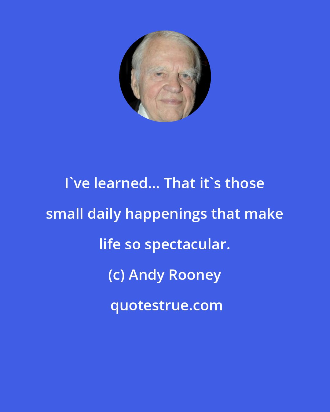 Andy Rooney: I've learned... That it's those small daily happenings that make life so spectacular.