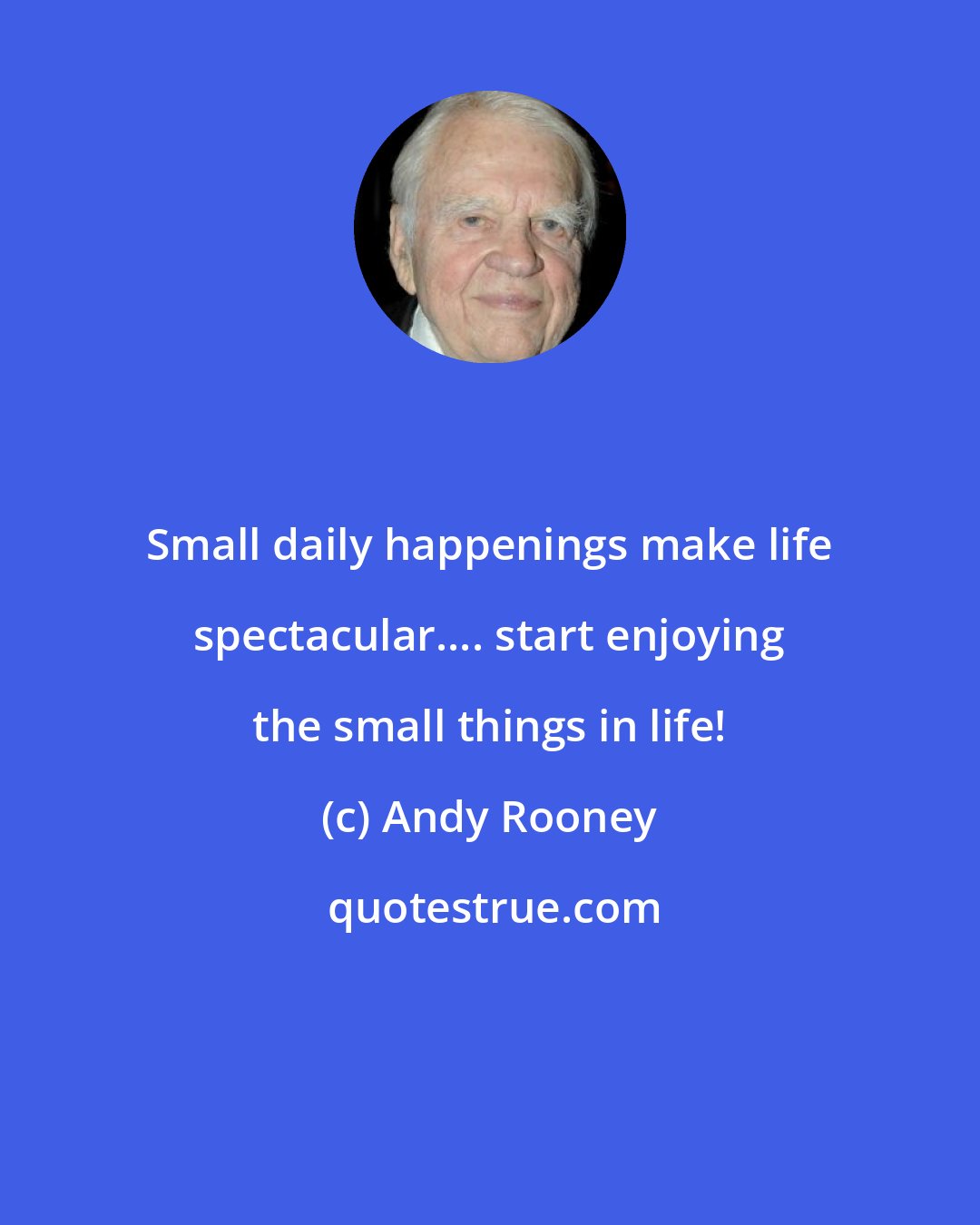 Andy Rooney: Small daily happenings make life spectacular.... start enjoying the small things in life!