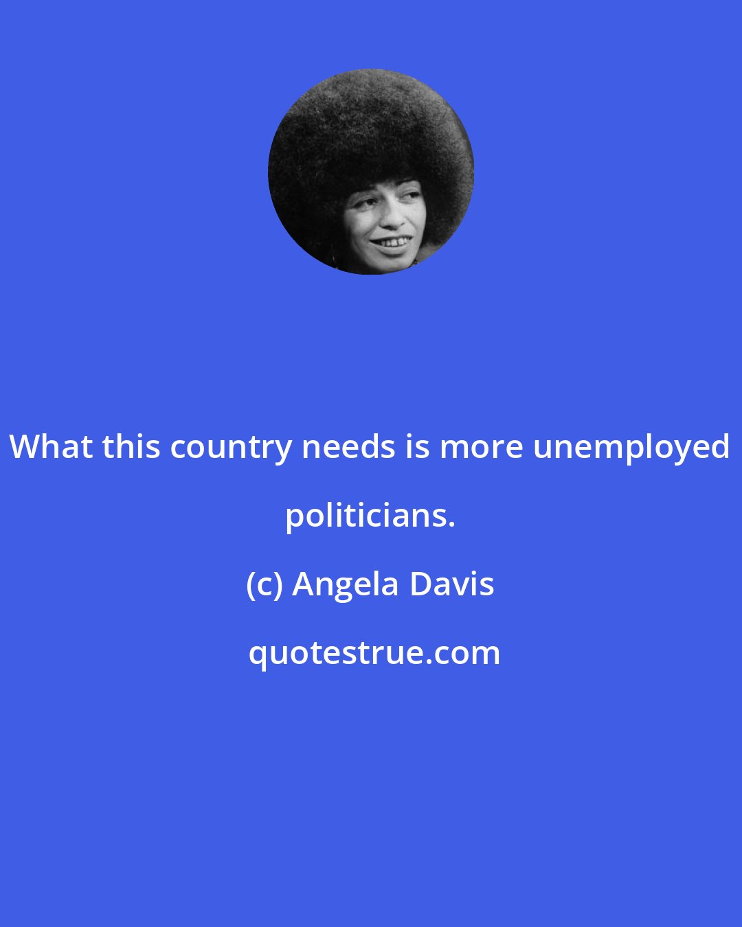 Angela Davis: What this country needs is more unemployed politicians.