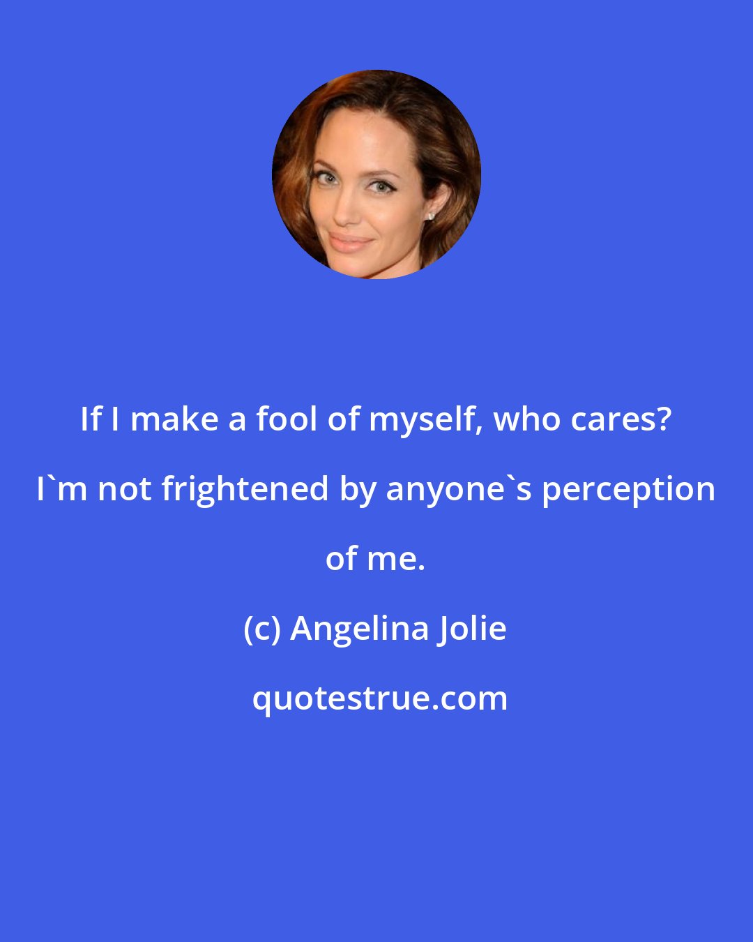 Angelina Jolie: If I make a fool of myself, who cares? I'm not frightened by anyone's perception of me.