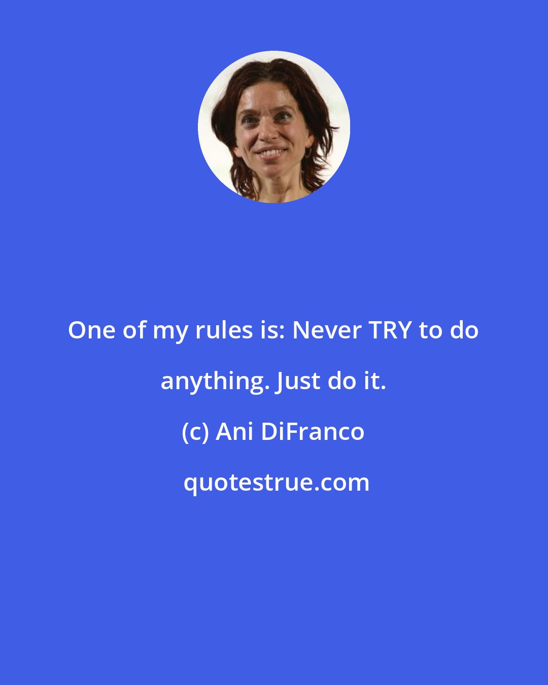 Ani DiFranco: One of my rules is: Never TRY to do anything. Just do it.