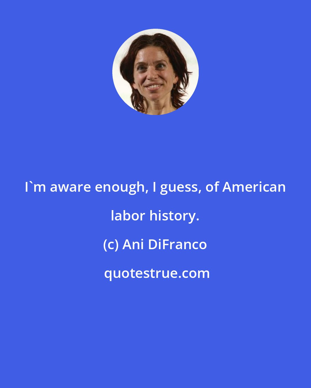 Ani DiFranco: I'm aware enough, I guess, of American labor history.