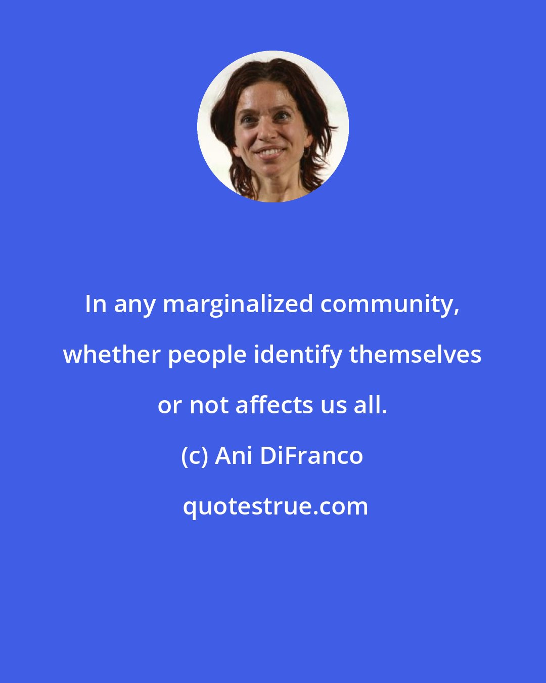 Ani DiFranco: In any marginalized community, whether people identify themselves or not affects us all.