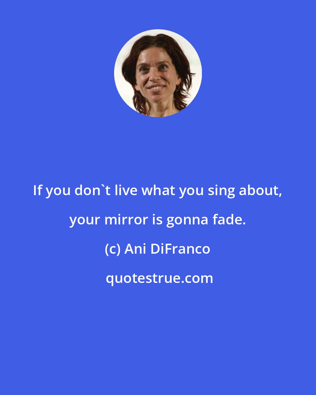 Ani DiFranco: If you don't live what you sing about, your mirror is gonna fade.