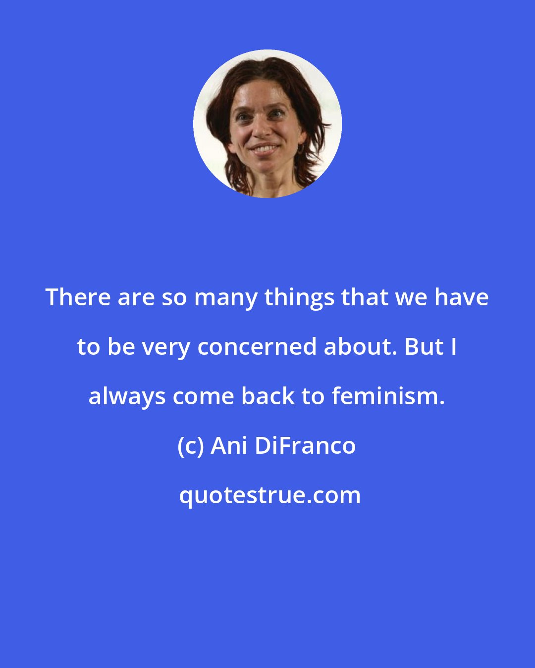 Ani DiFranco: There are so many things that we have to be very concerned about. But I always come back to feminism.