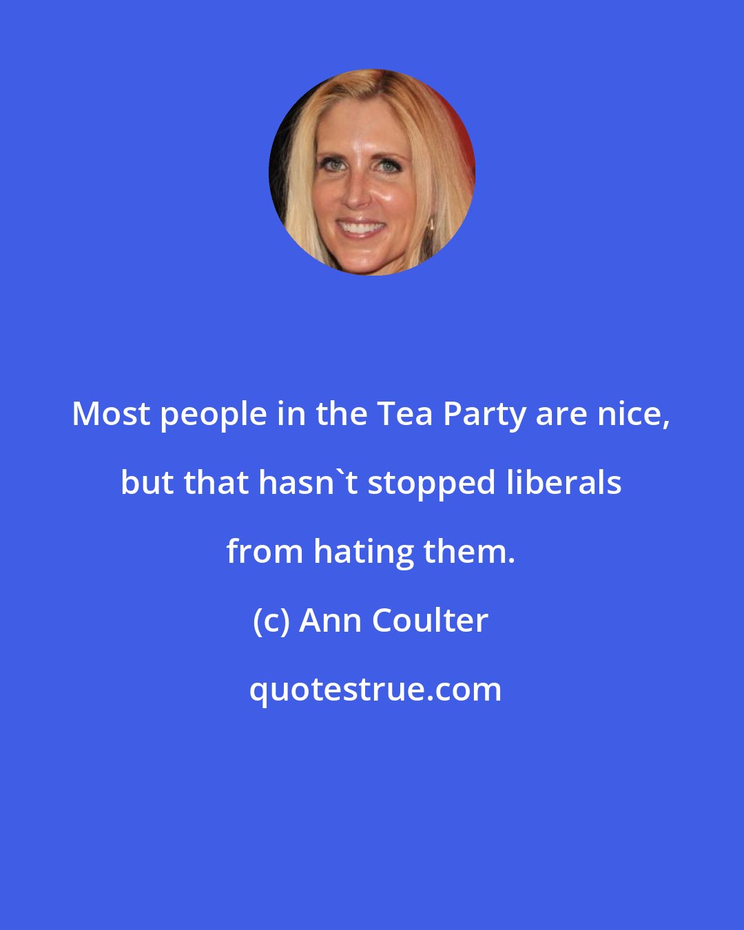 Ann Coulter: Most people in the Tea Party are nice, but that hasn't stopped liberals from hating them.