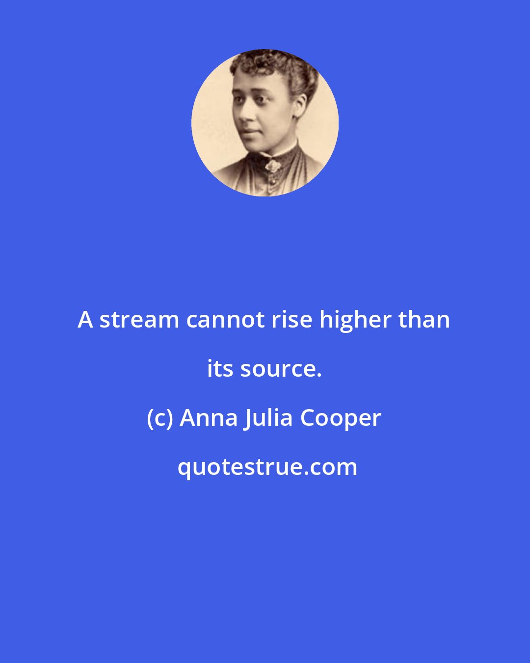 Anna Julia Cooper: A stream cannot rise higher than its source.