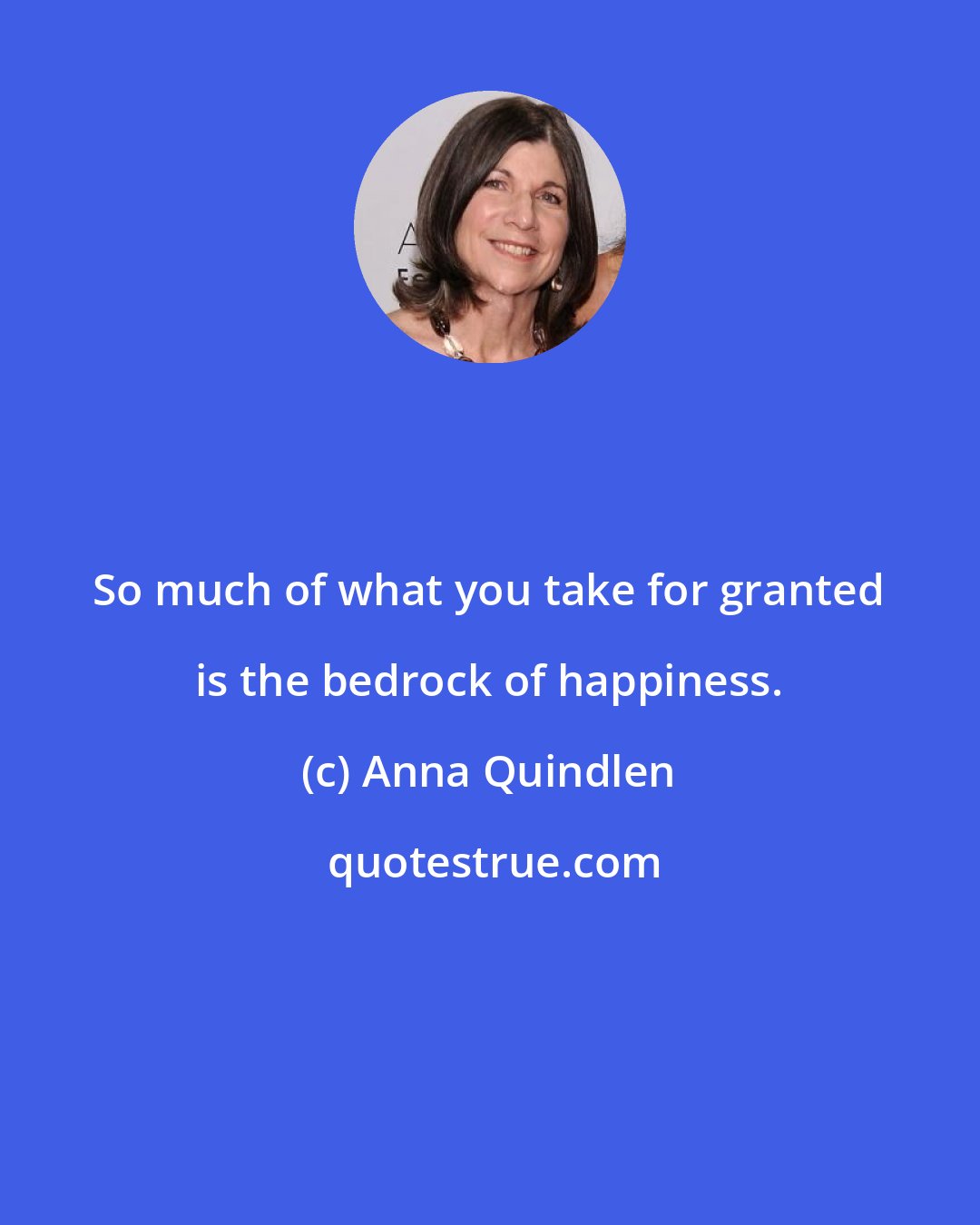 Anna Quindlen: So much of what you take for granted is the bedrock of happiness.