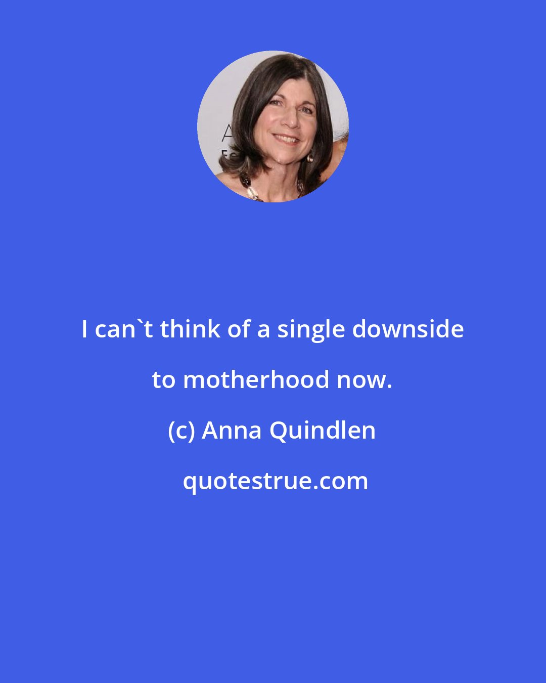 Anna Quindlen: I can't think of a single downside to motherhood now.