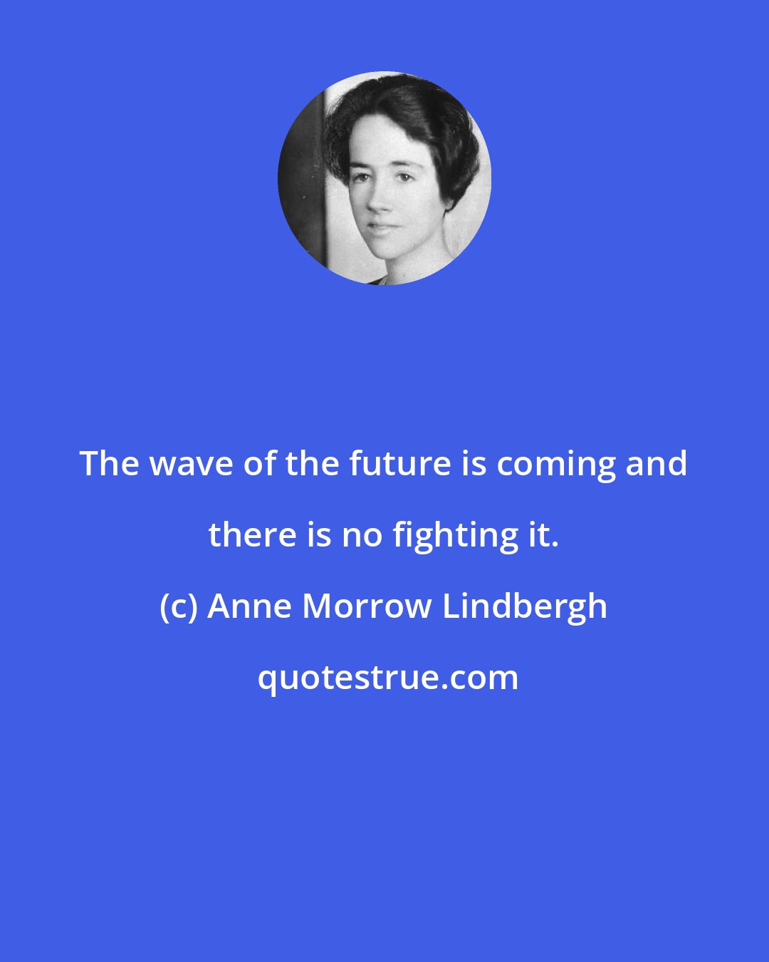 Anne Morrow Lindbergh: The wave of the future is coming and there is no fighting it.