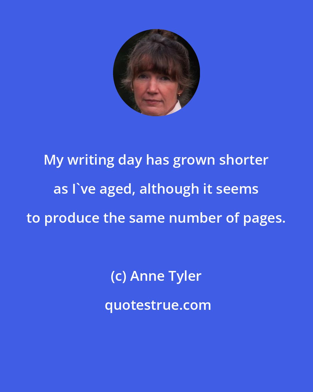 Anne Tyler: My writing day has grown shorter as I've aged, although it seems to produce the same number of pages.