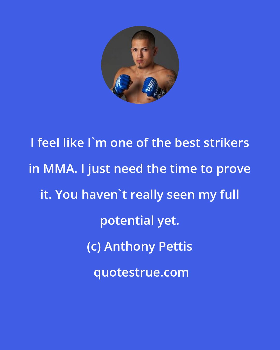 Anthony Pettis: I feel like I'm one of the best strikers in MMA. I just need the time to prove it. You haven't really seen my full potential yet.