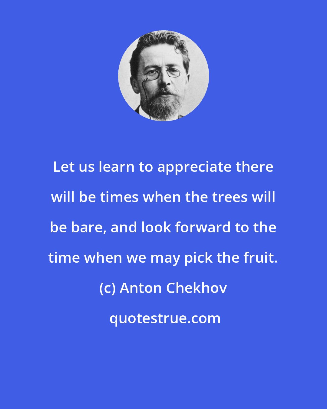 Anton Chekhov: Let us learn to appreciate there will be times when the trees will be bare, and look forward to the time when we may pick the fruit.