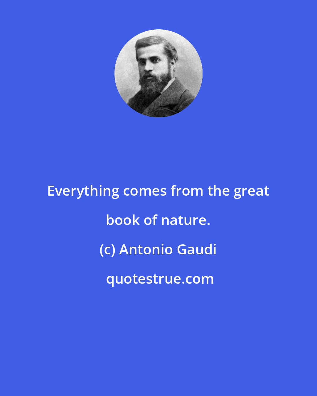 Antonio Gaudi: Everything comes from the great book of nature.