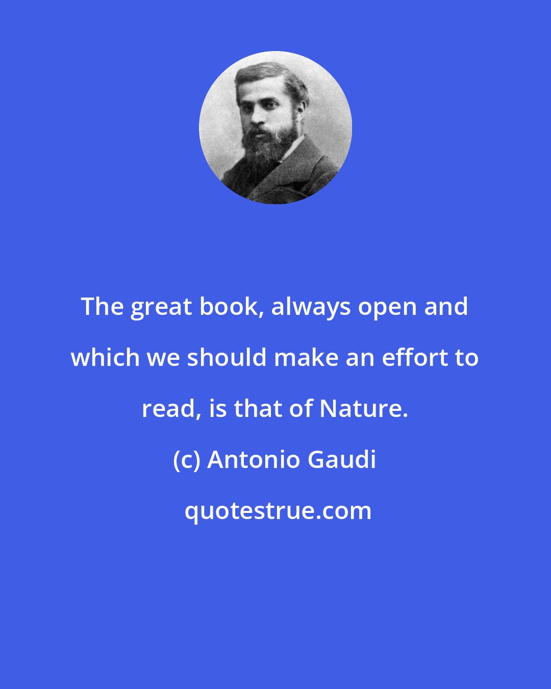 Antonio Gaudi: The great book, always open and which we should make an effort to read, is that of Nature.