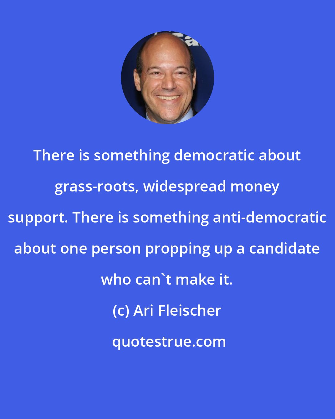 Ari Fleischer: There is something democratic about grass-roots, widespread money support. There is something anti-democratic about one person propping up a candidate who can't make it.