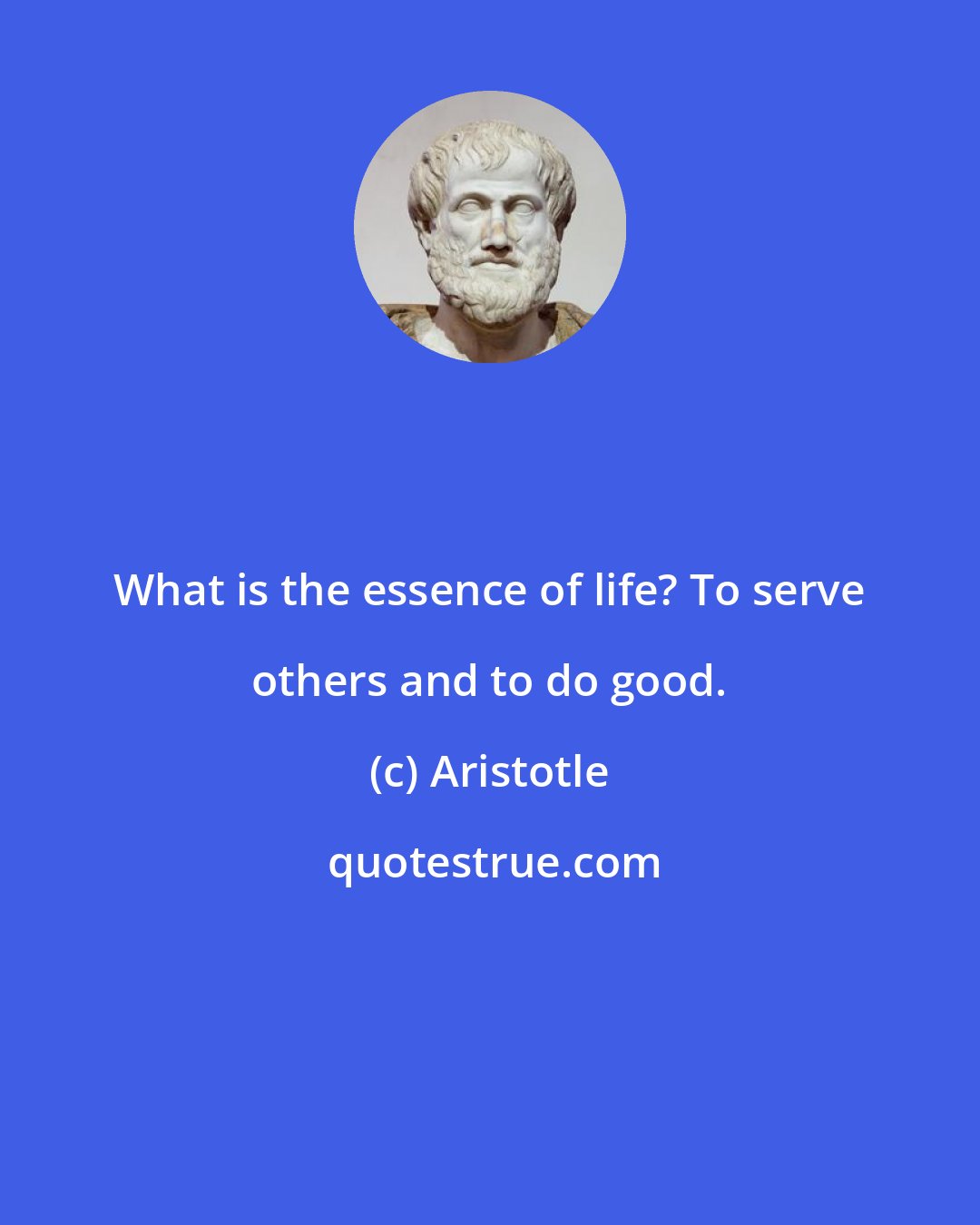 Aristotle: What is the essence of life? To serve others and to do good.