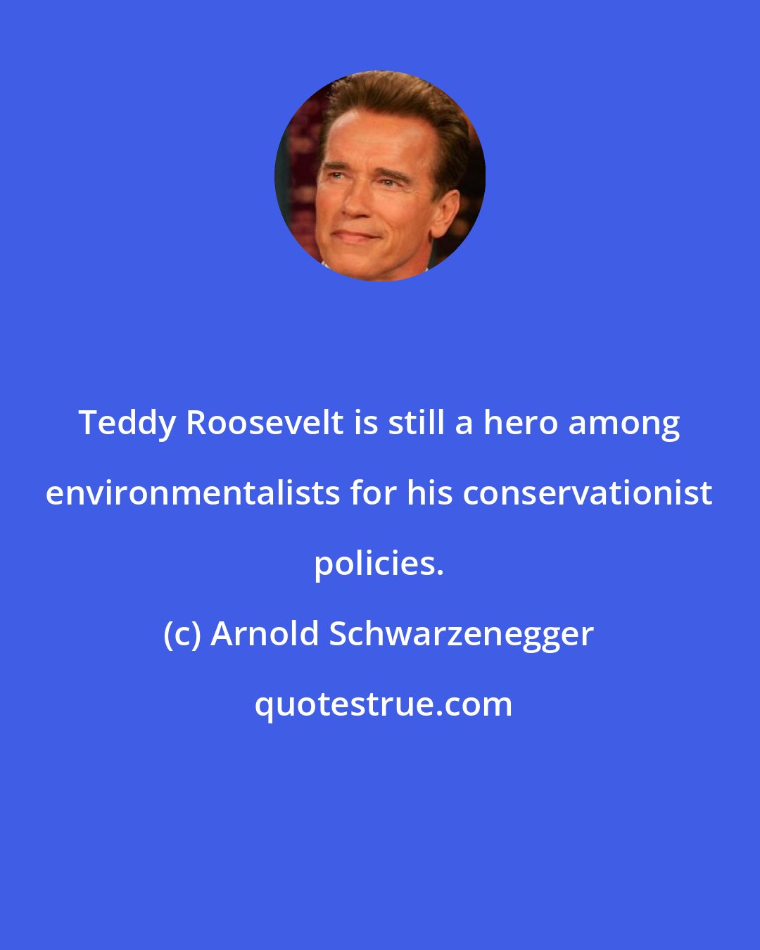 Arnold Schwarzenegger: Teddy Roosevelt is still a hero among environmentalists for his conservationist policies.