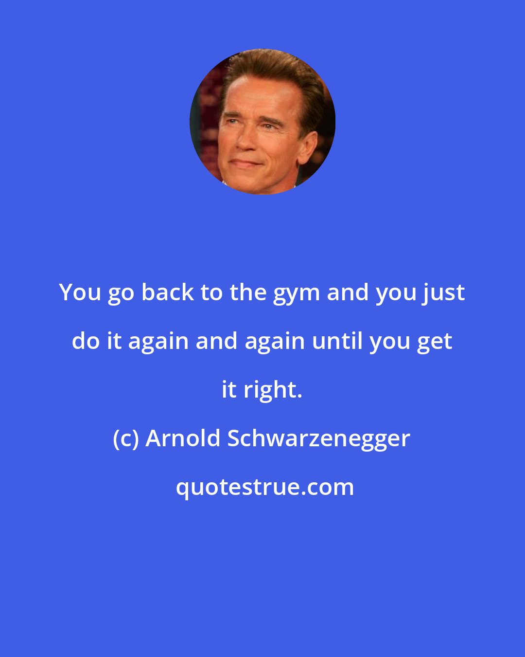 Arnold Schwarzenegger: You go back to the gym and you just do it again and again until you get it right.