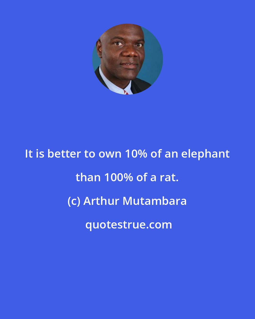 Arthur Mutambara: It is better to own 10% of an elephant than 100% of a rat.