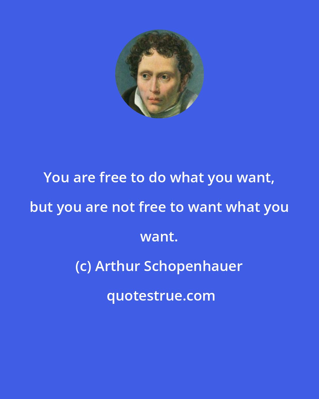 Arthur Schopenhauer: You are free to do what you want, but you are not free to want what you want.