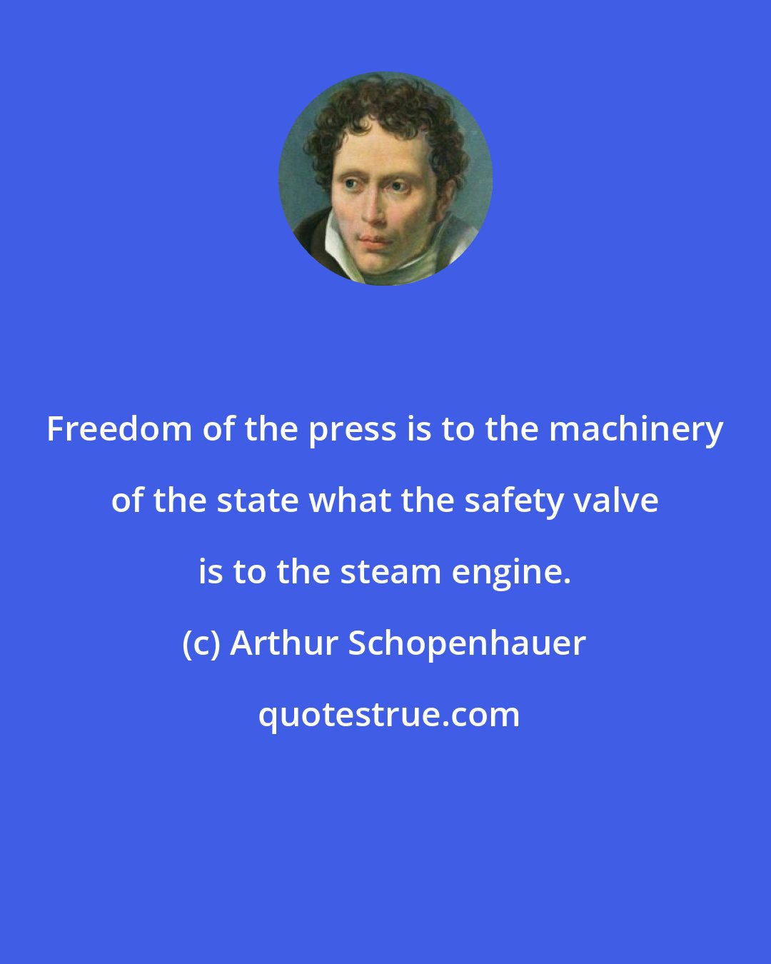 Arthur Schopenhauer: Freedom of the press is to the machinery of the state what the safety valve is to the steam engine.