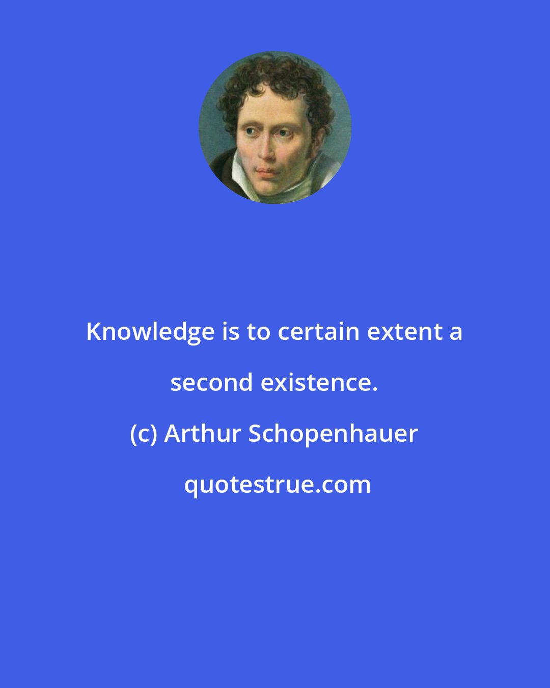 Arthur Schopenhauer: Knowledge is to certain extent a second existence.