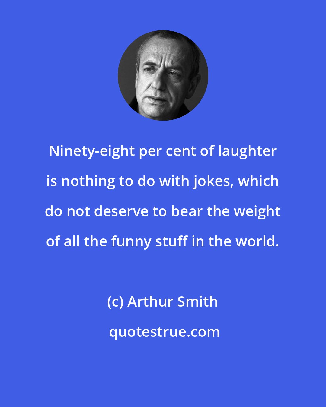 Arthur Smith: Ninety-eight per cent of laughter is nothing to do with jokes, which do not deserve to bear the weight of all the funny stuff in the world.