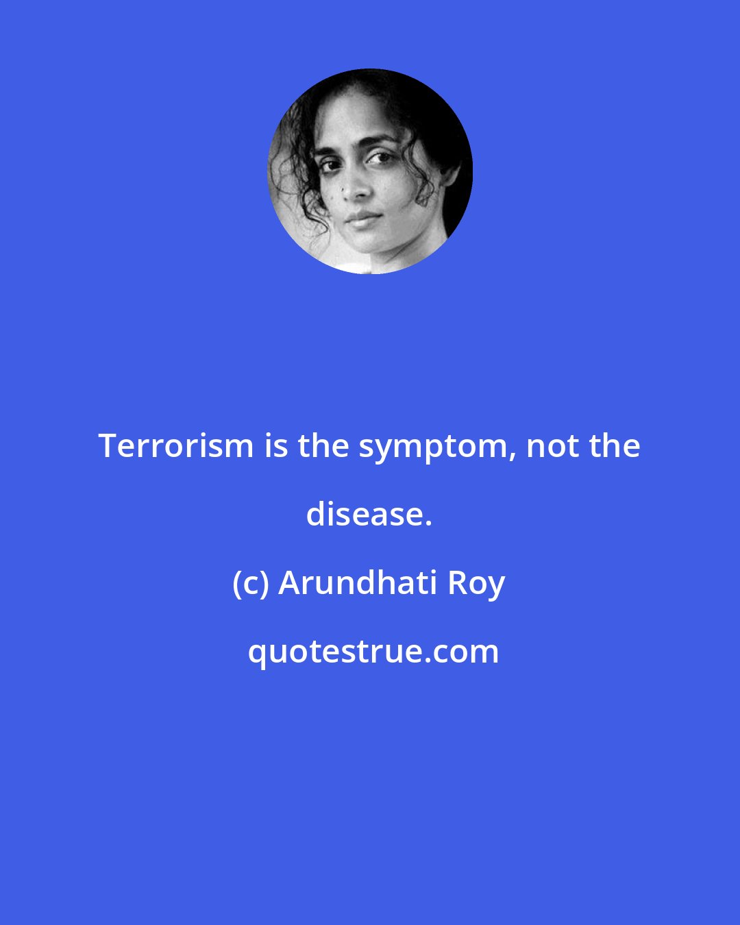 Arundhati Roy: Terrorism is the symptom, not the disease.