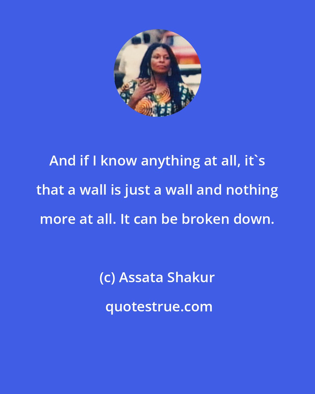 Assata Shakur: And if I know anything at all, it's that a wall is just a wall and nothing more at all. It can be broken down.