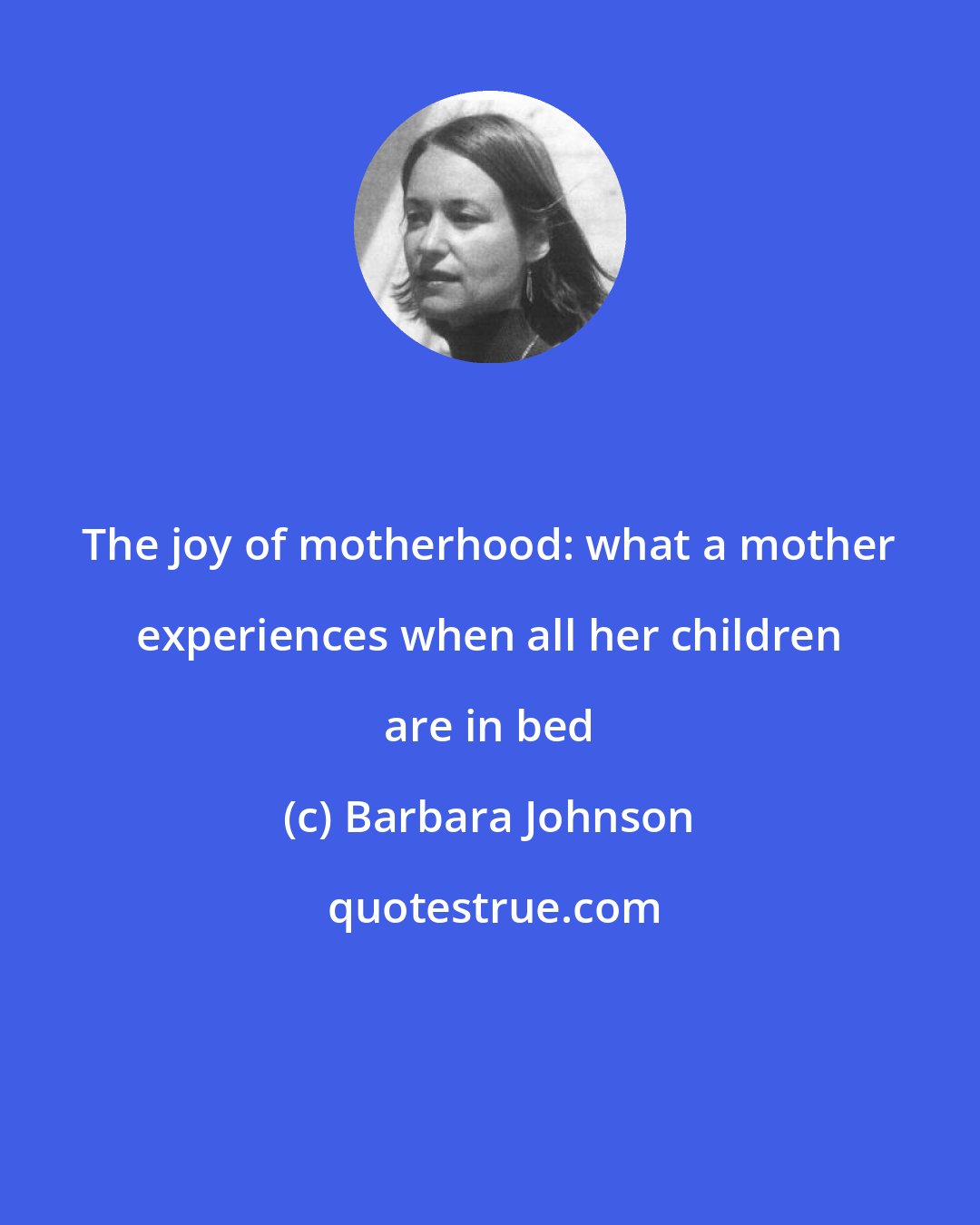 Barbara Johnson: The joy of motherhood: what a mother experiences when all her children are in bed