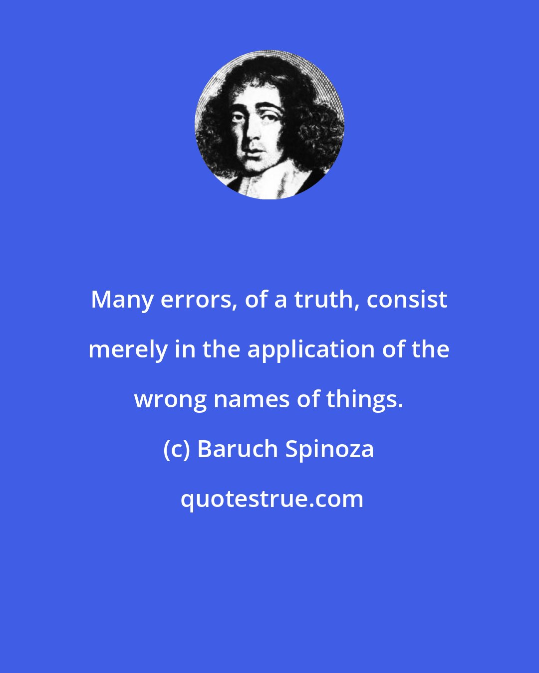 Baruch Spinoza: Many errors, of a truth, consist merely in the application of the wrong names of things.