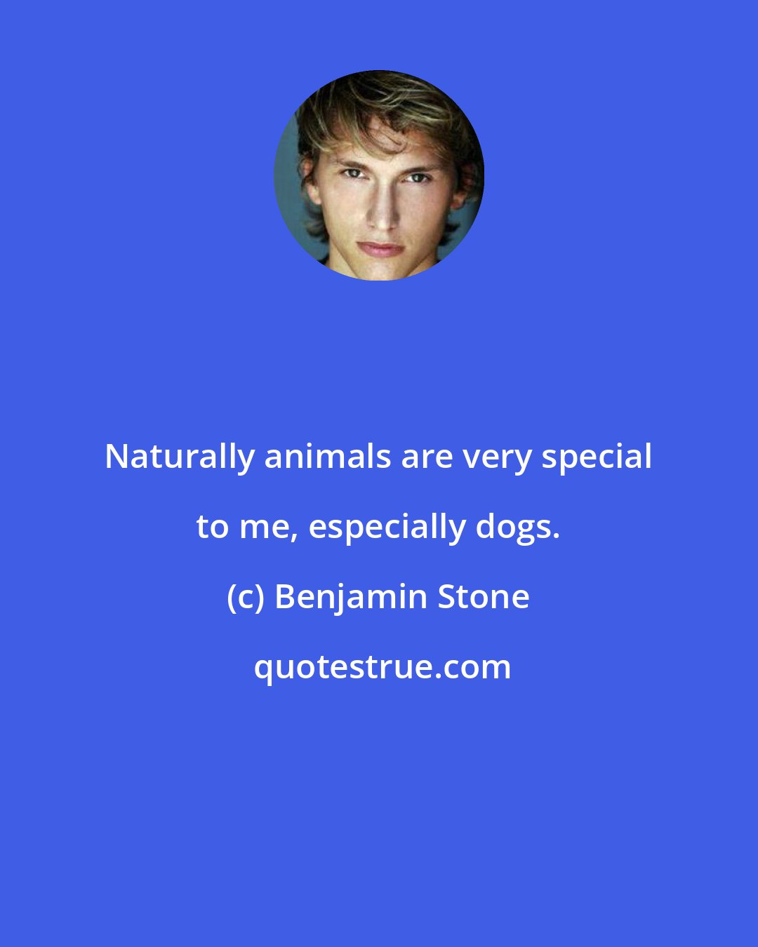 Benjamin Stone: Naturally animals are very special to me, especially dogs.