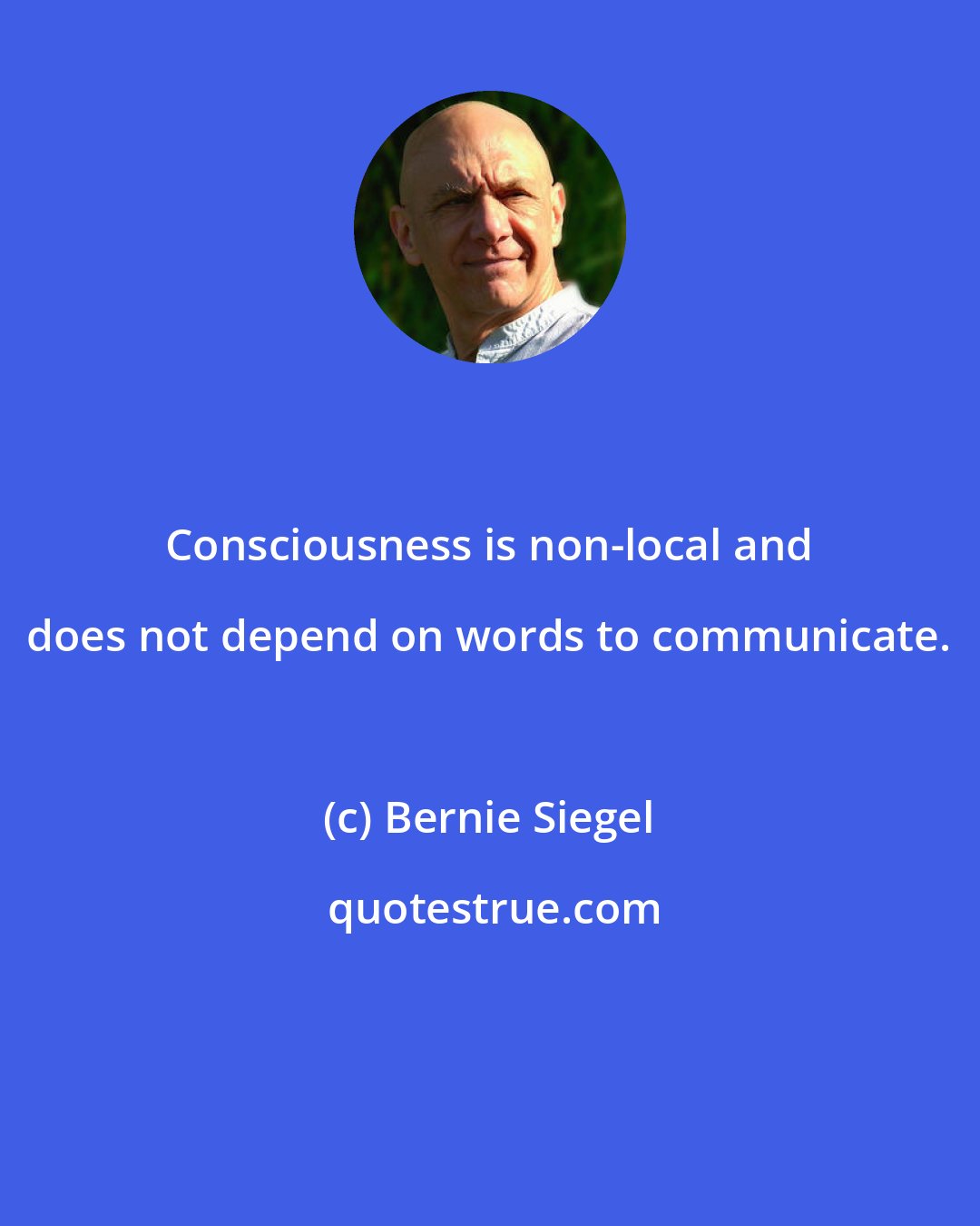 Bernie Siegel: Consciousness is non-local and does not depend on words to communicate.