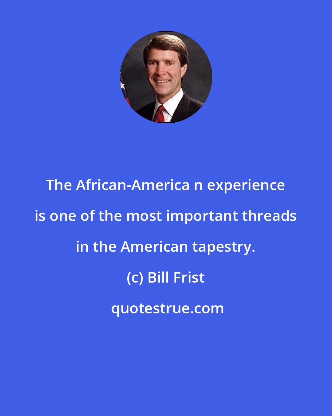 Bill Frist: The African-America n experience is one of the most important threads in the American tapestry.