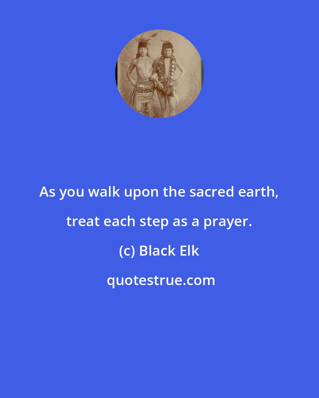 Black Elk: As you walk upon the sacred earth, treat each step as a prayer.