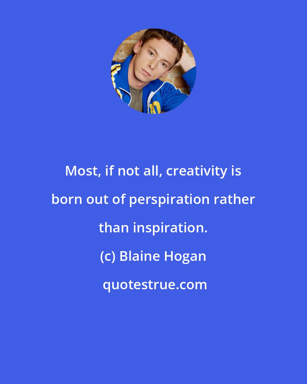 Blaine Hogan: Most, if not all, creativity is born out of perspiration rather than inspiration.