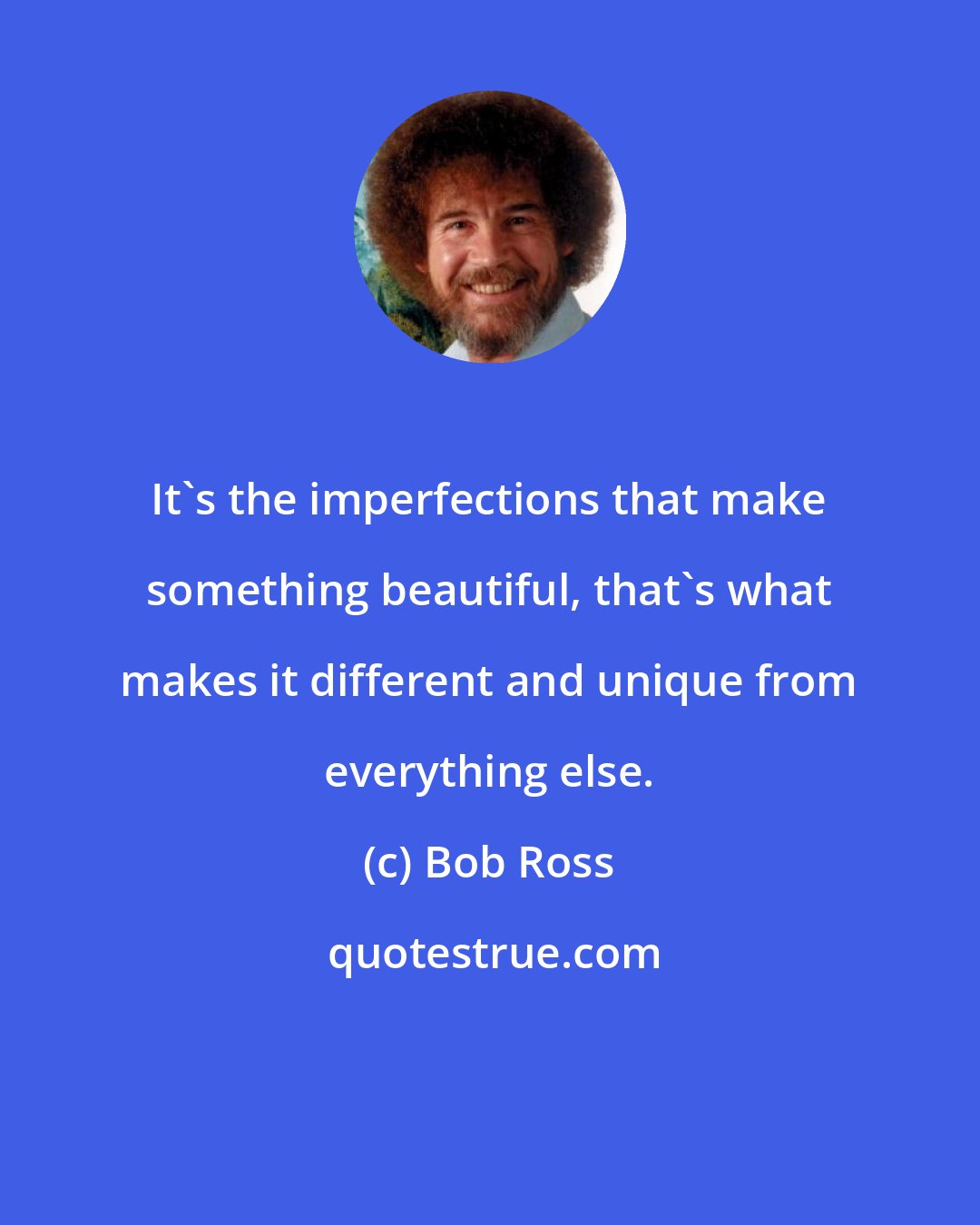 Bob Ross: It's the imperfections that make something beautiful, that's what makes it different and unique from everything else.