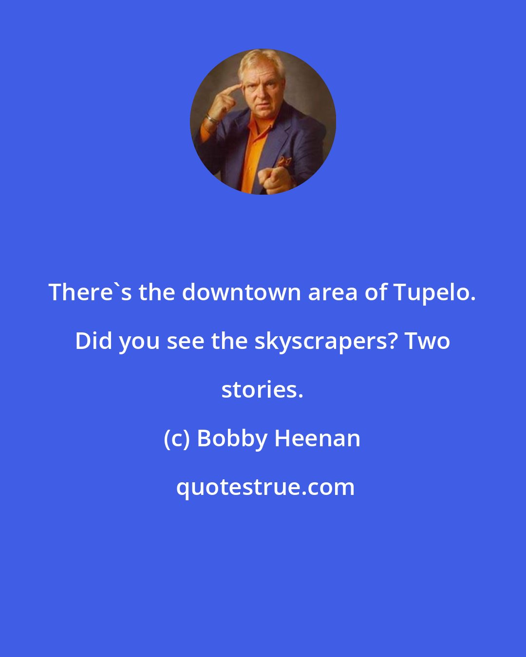 Bobby Heenan: There's the downtown area of Tupelo. Did you see the skyscrapers? Two stories.