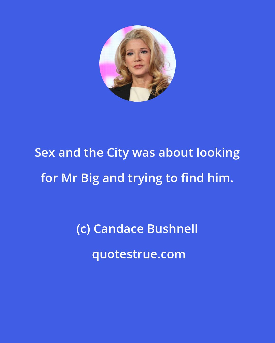 Candace Bushnell: Sex and the City was about looking for Mr Big and trying to find him.