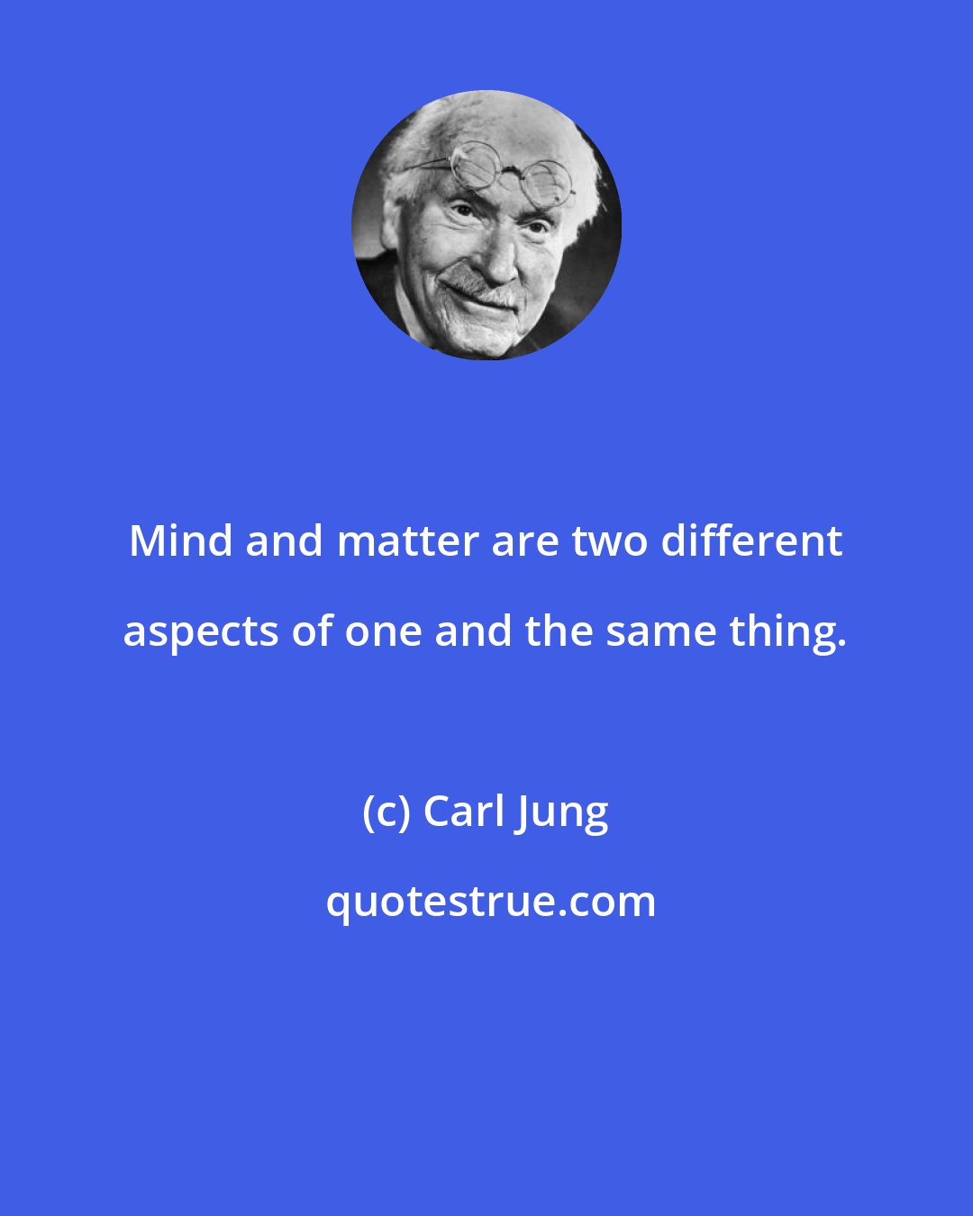 Carl Jung: Mind and matter are two different aspects of one and the same thing.