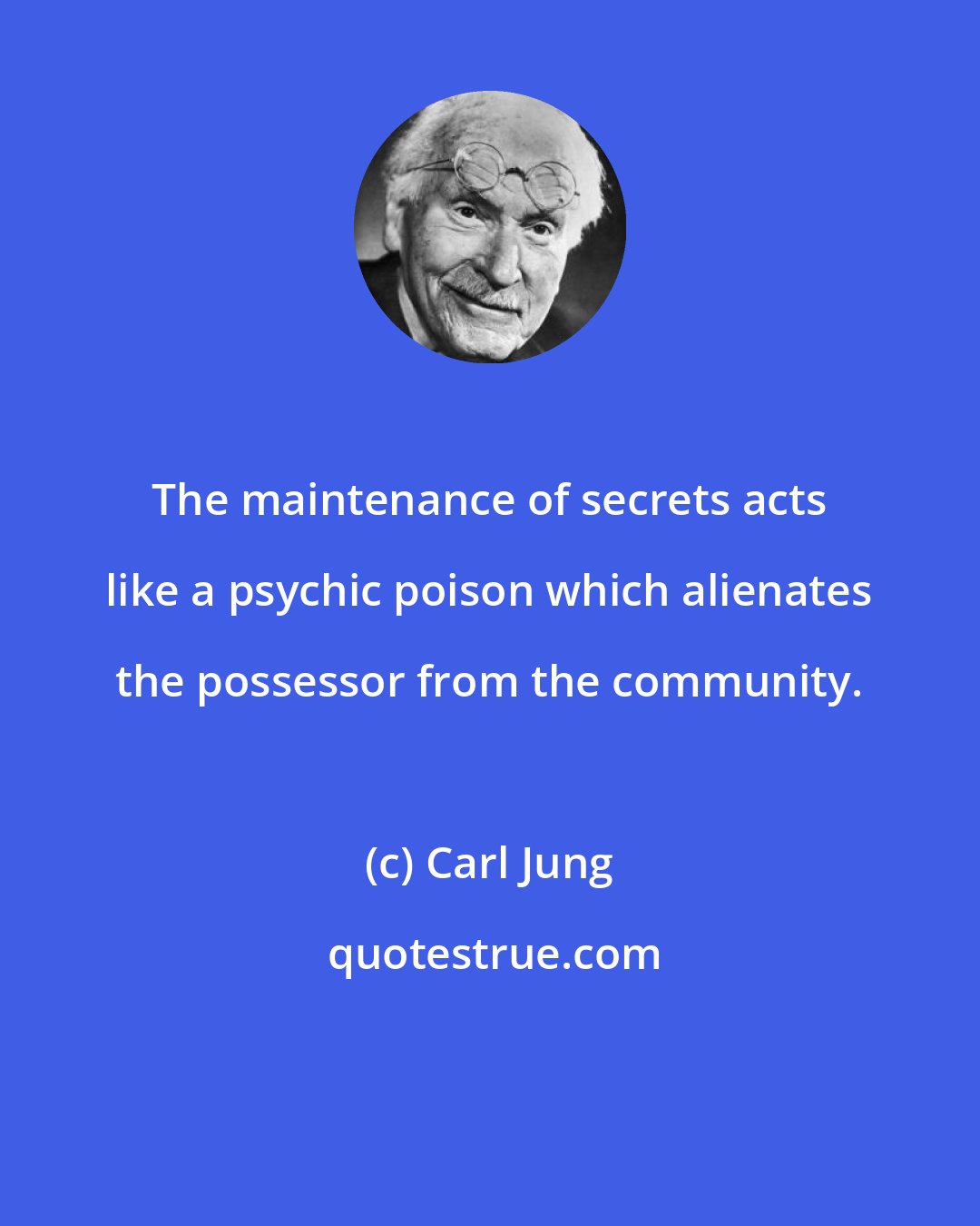 Carl Jung: The maintenance of secrets acts like a psychic poison which alienates the possessor from the community.