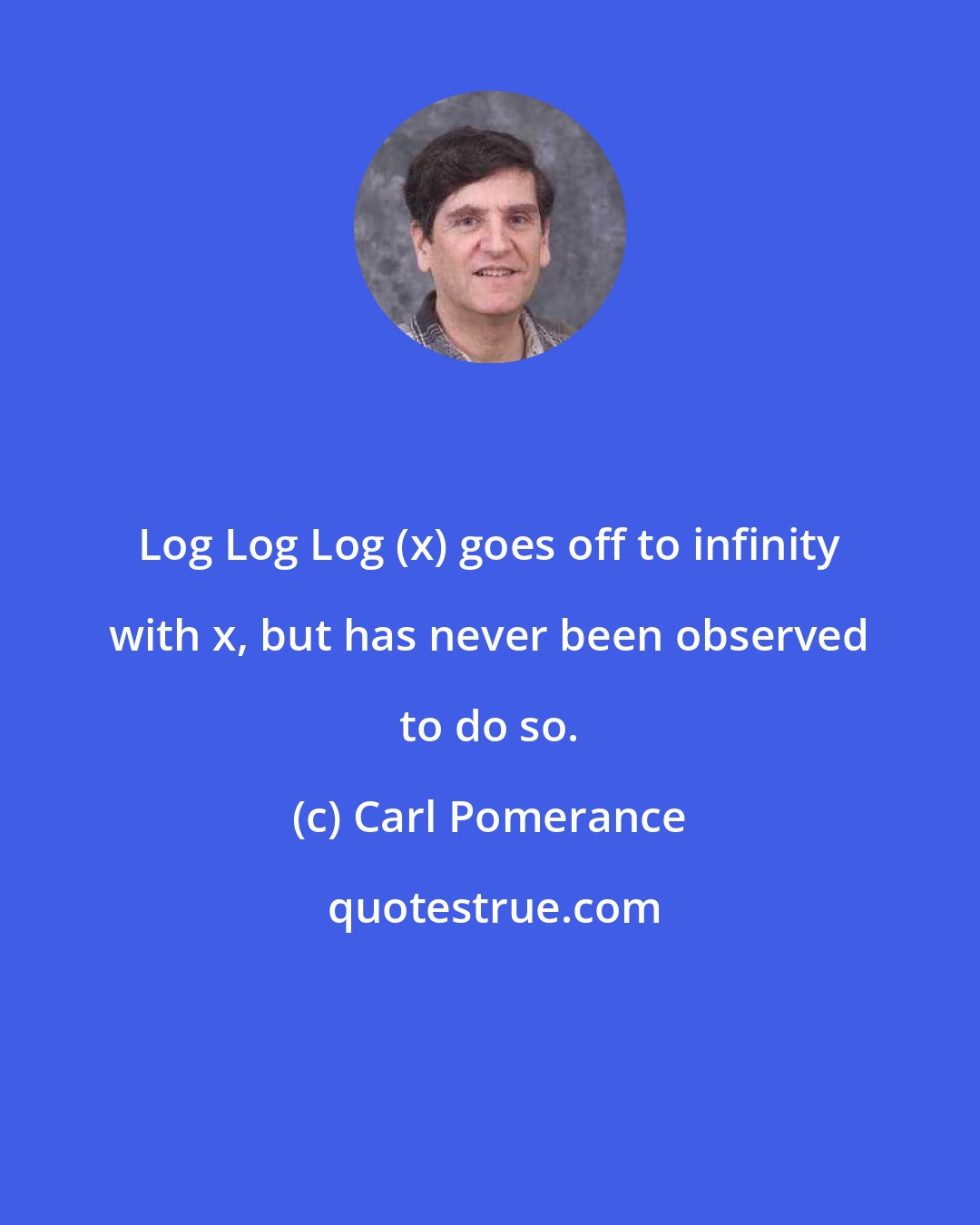 Carl Pomerance: Log Log Log (x) goes off to infinity with x, but has never been observed to do so.