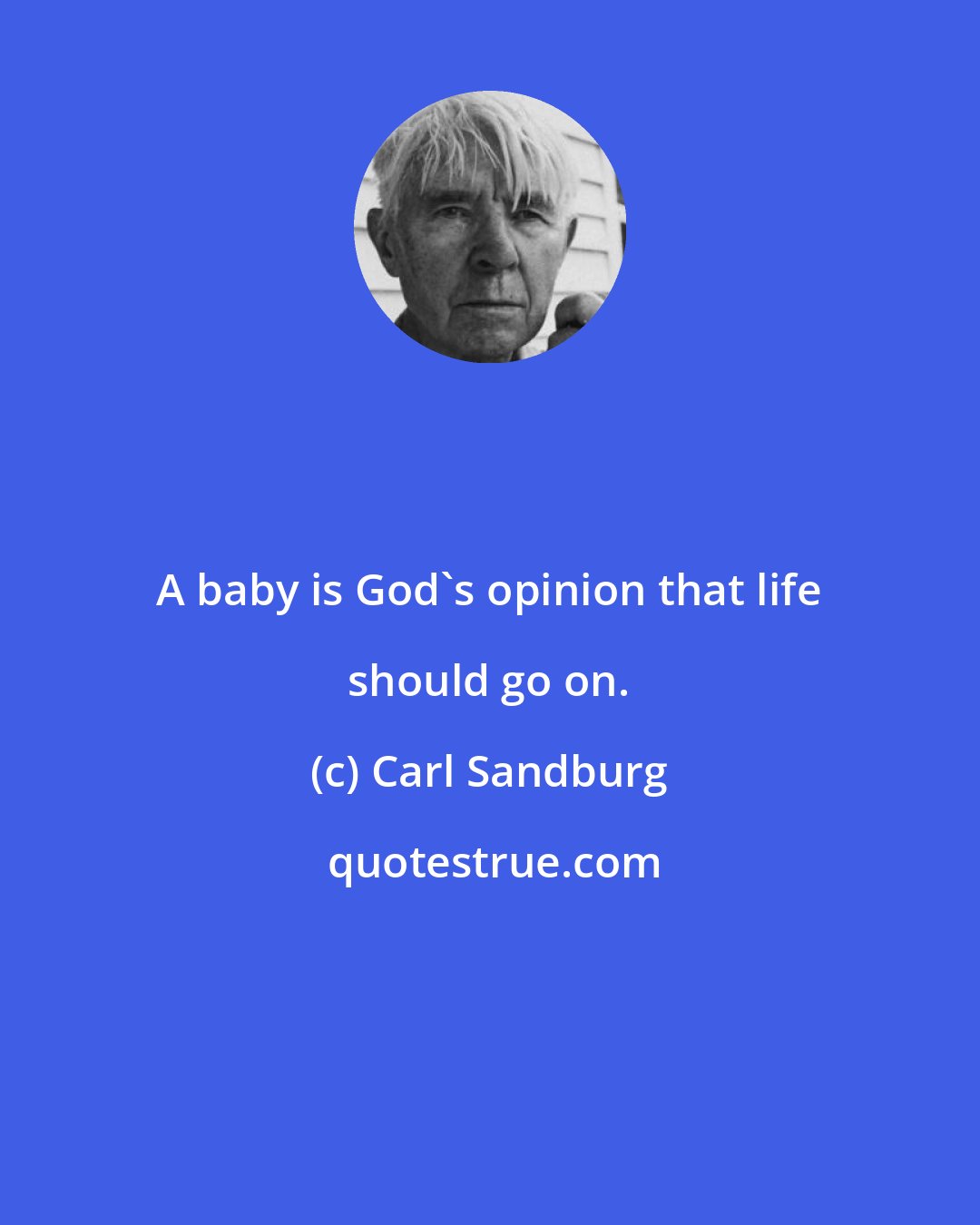 Carl Sandburg: A baby is God's opinion that life should go on.
