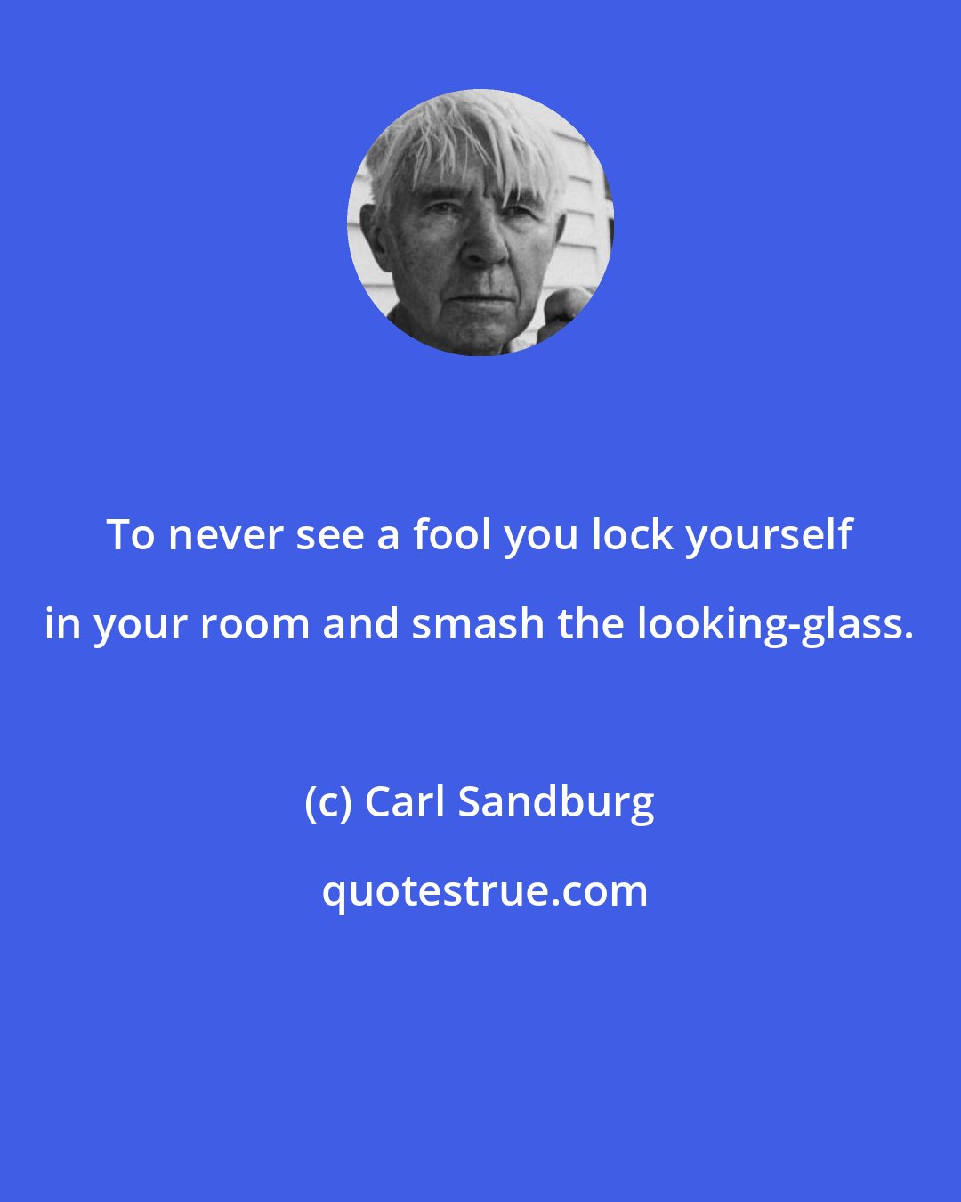 Carl Sandburg: To never see a fool you lock yourself in your room and smash the looking-glass.