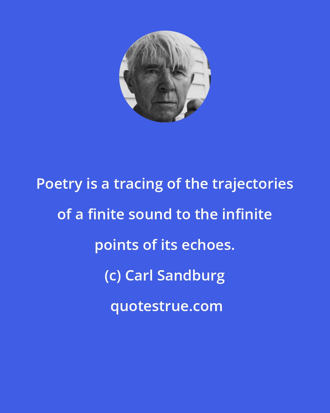 Carl Sandburg: Poetry is a tracing of the trajectories of a finite sound to the infinite points of its echoes.