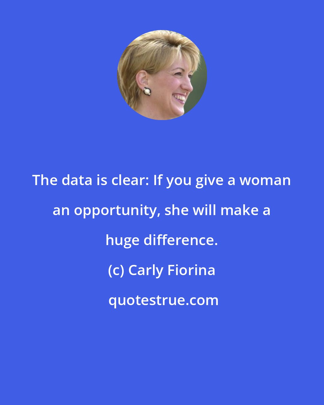 Carly Fiorina: The data is clear: If you give a woman an opportunity, she will make a huge difference.