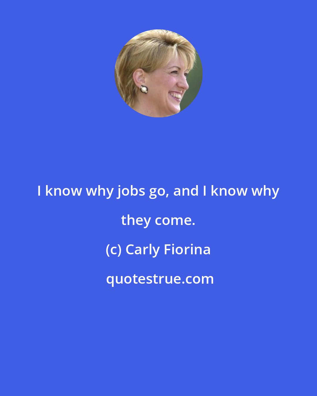 Carly Fiorina: I know why jobs go, and I know why they come.