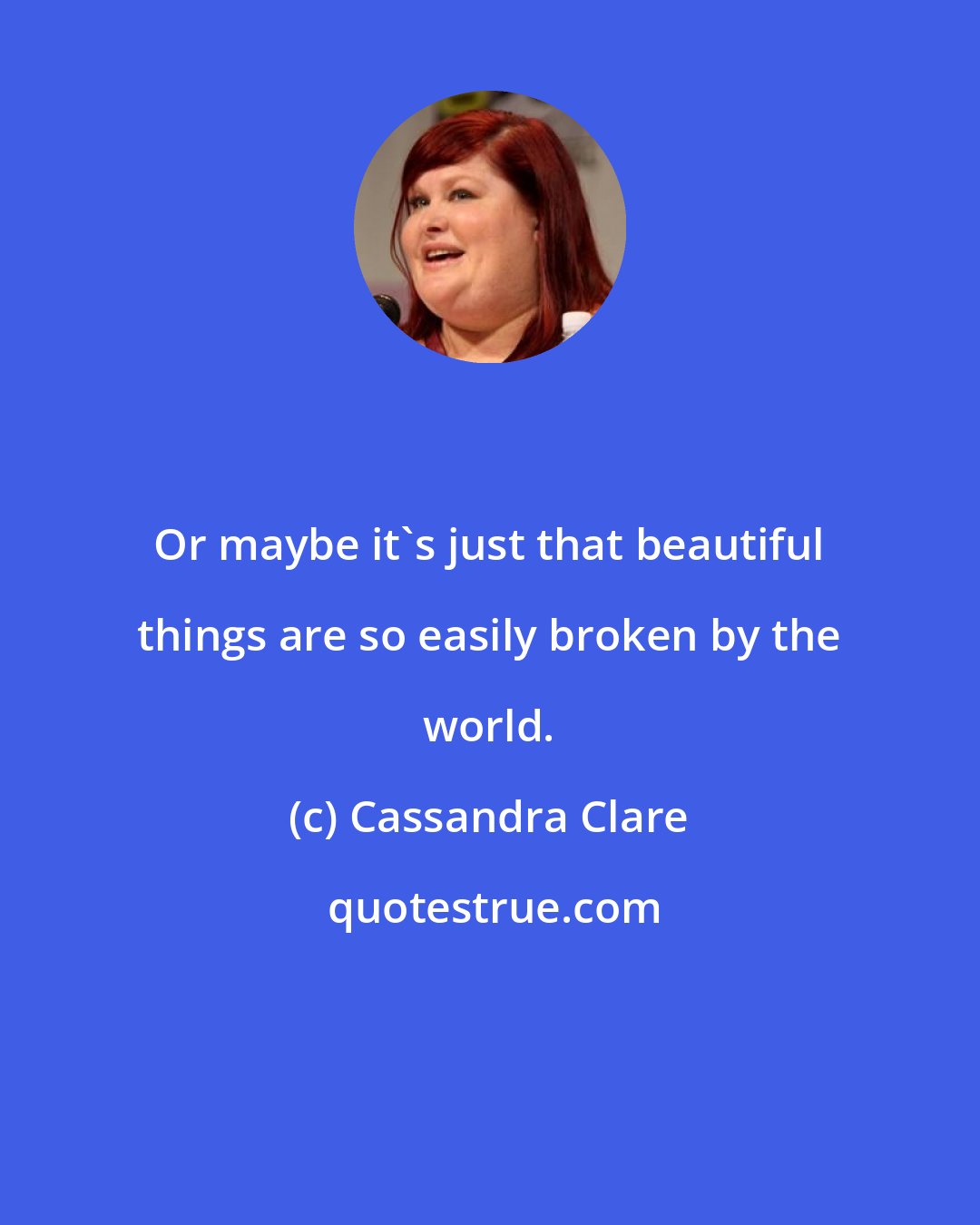 Cassandra Clare: Or maybe it's just that beautiful things are so easily broken by the world.