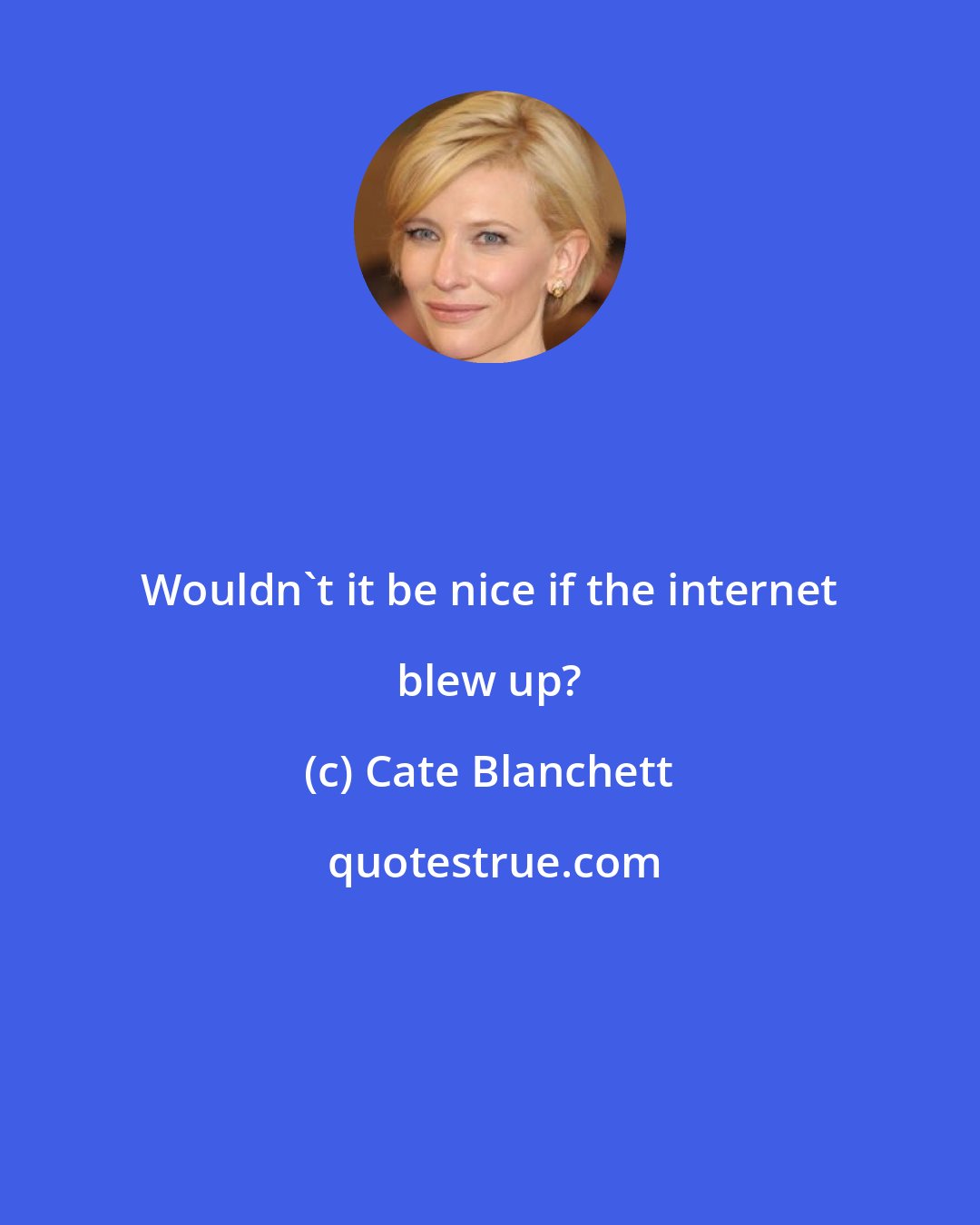 Cate Blanchett: Wouldn't it be nice if the internet blew up?